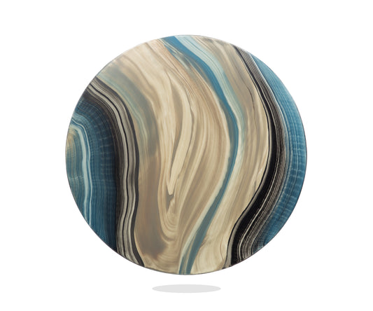 Handpainted 'Blue Streak' Lazy Susan