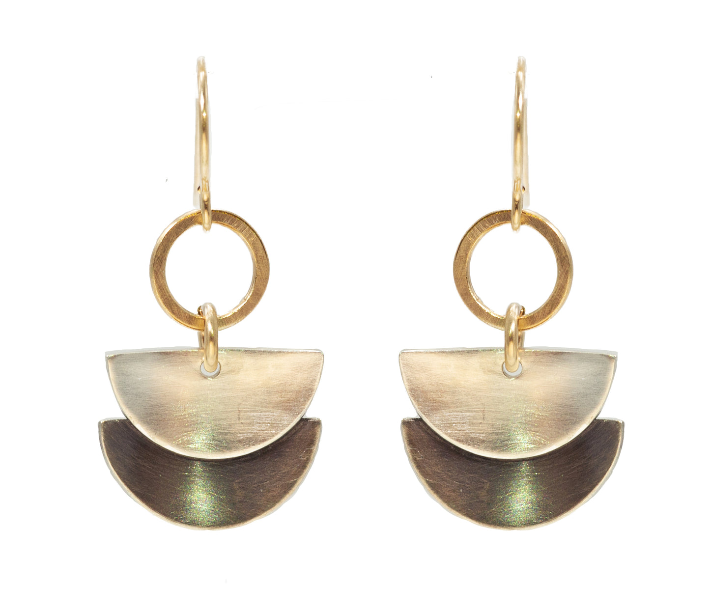 J&I Three-Tone Geometric Drop Earrings