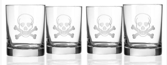 Skull & Bones Double Old Fashion  single Glass