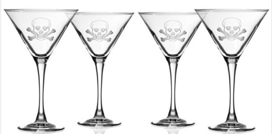 Skull & Bones Martini Glasses - Single Glass